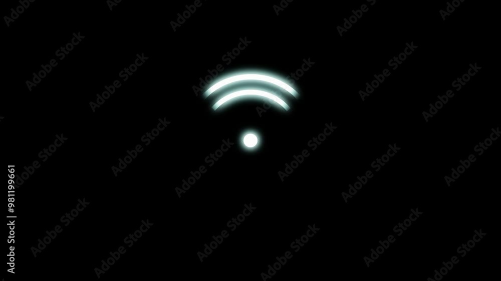 Wireless Internet Network Symbol Icon. Wi-Fi Signal Icon Animation, Alpha Channel. Wireless Internet Network Symbol Icon. Wi-Fi Signal Icon Animation, Alpha Channel.