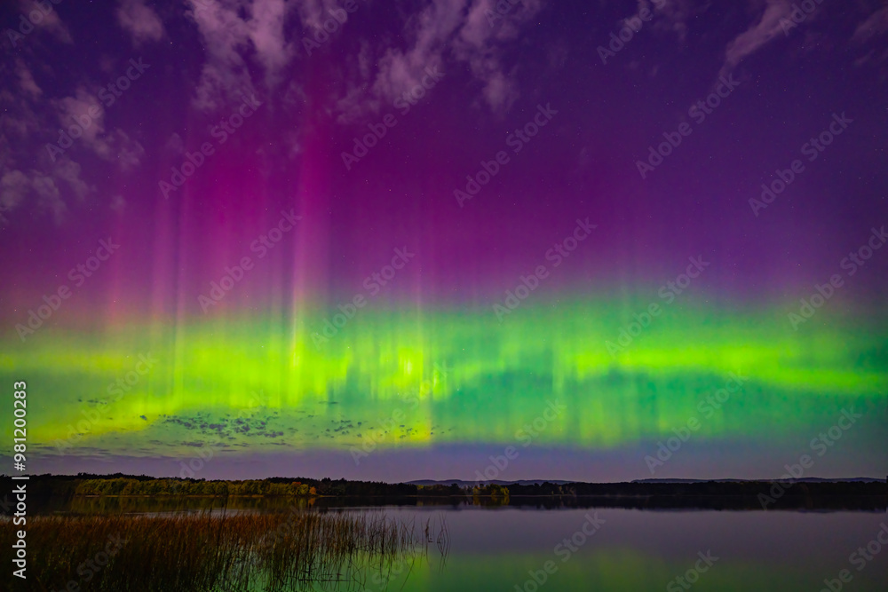 Colourful Northern Lights (Aurora Borealis) lighting up the sky on a beautiful warm summer night near Ottawa, Canada Sept 16, 2024 Colourful Northern Lights (Aurora Borealis) lighting up the sky on a beautiful warm summer night near Ottawa, Canada Sept 16, 2024