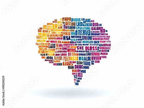 Close-up of Holographic Word Cloud Forming Flat Floating Campaign Slogan with Pulsating SEO Keywords - Simple Vector Illustration