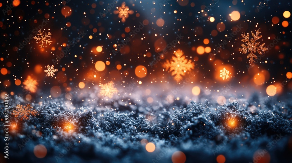 Colorful shiny winter background with snowflakes and bokeh light Colorful shiny winter background with snowflakes and bokeh light