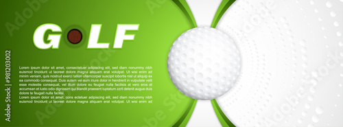 Golf outing banner with golf ball, vector illustration.