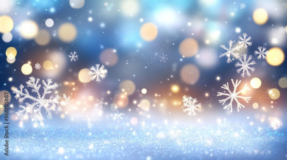 Colorful shiny winter background with snowflakes and bokeh light Colorful shiny winter background with snowflakes and bokeh light