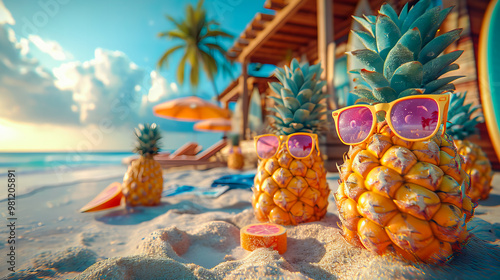 Pineapples on the Beach photo