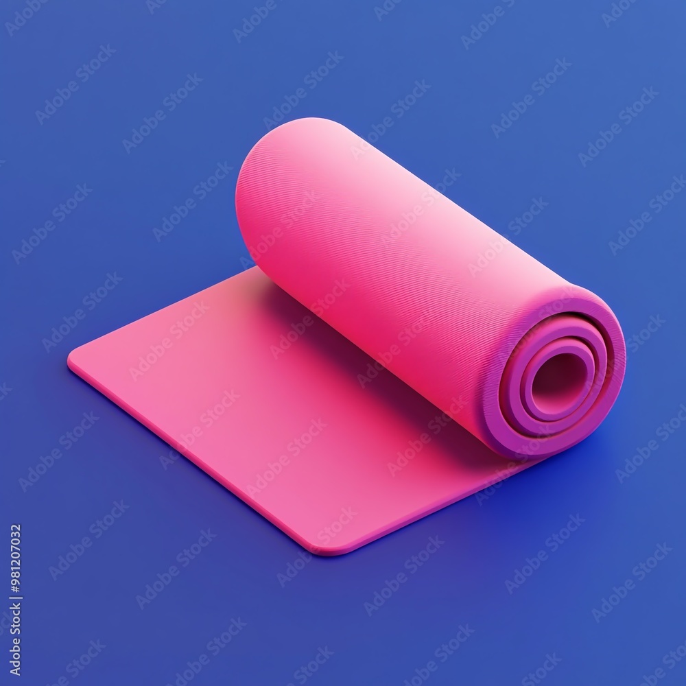 3D Yoga Mat Icon: Cushioned Yoga Practice Surface Illustration Logo