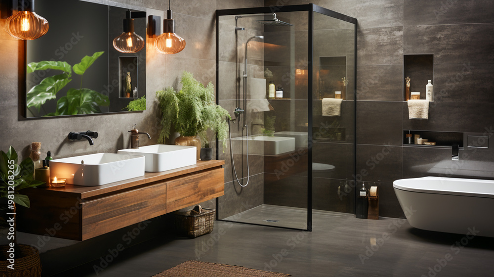 Modern shower room. Stylish bathroom Modern shower room. Stylish bathroom