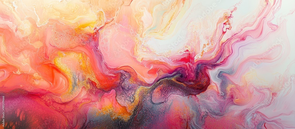 Surreal artwork created with alcohol ink on paper features a multi layered composition in shades of pink red grey and light yellow evoking the image of a dragon like figure Surreal artwork created with alcohol ink on paper features a multi layered composition in shades of pink red grey and light yellow evoking the image of a dragon like figure