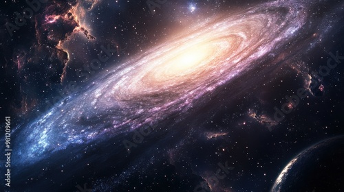 Spiral Galaxy in Space: Exploring Stars, Nebulae, and the Universe