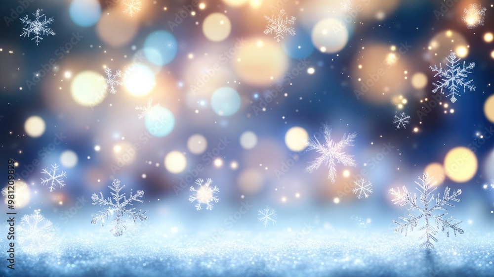 Colorful shiny winter background with snowflakes and bokeh light Colorful shiny winter background with snowflakes and bokeh light
