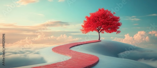 Pathway to success concept featuring a surreal 3D illustration that symbolizes a solution oriented journey toward achievement and purpose in business or life