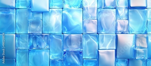 Crystal clear blue tile cubes for a window design background