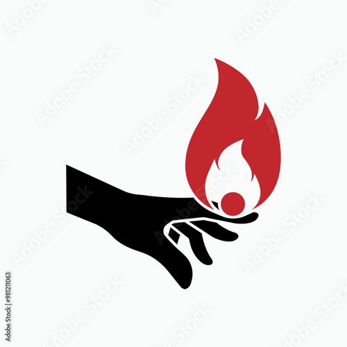 Burning Hand. Hurt, Accident Symbol - Vector. 