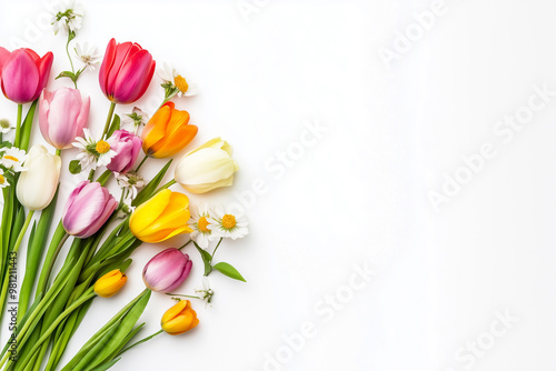 Minimalistic spring bouquet creating a side accent on white