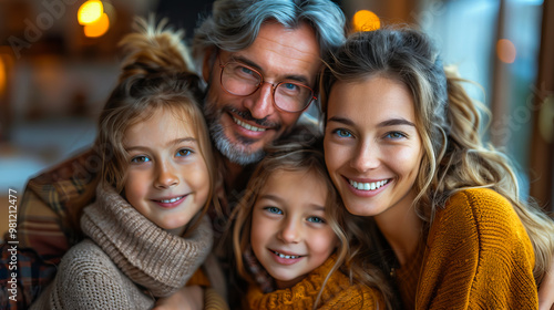Joyful Family Portrait.  Smiling Faces of a Happy Family