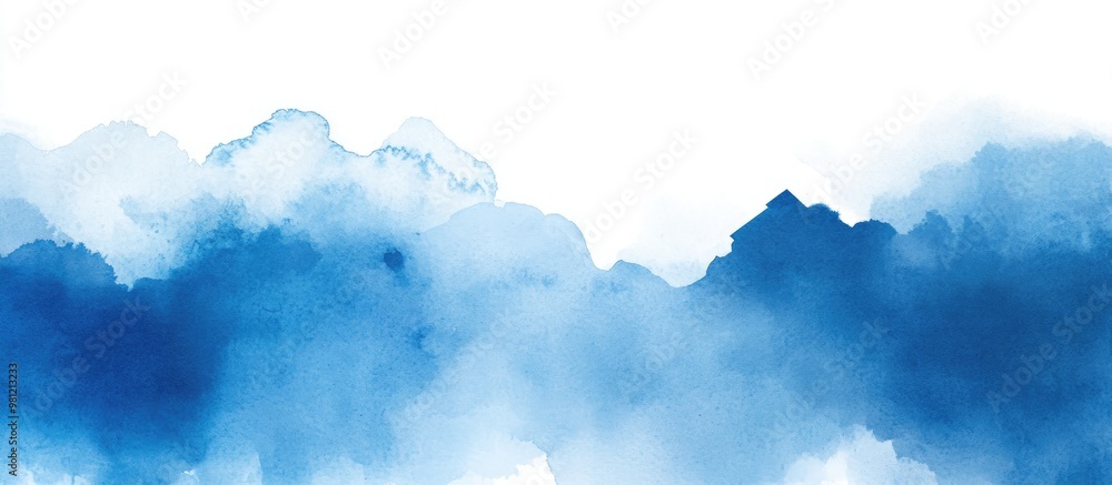 Blue Watercolor Banner Background With White Empty Space Blue Watercolor Banner Background With White Empty Space