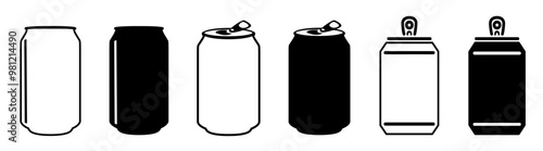Soda can icon vector illustration black line.. Beverage, sign and symbol soda and juice silhouette.
