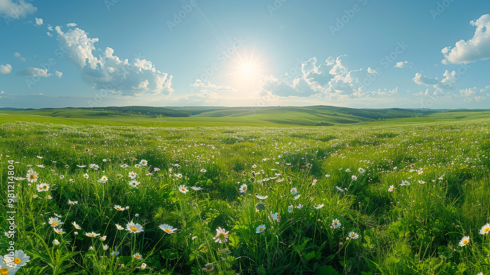 A Panoramic View of a Green Grass Meadow A Panoramic View of a Green Grass Meadow