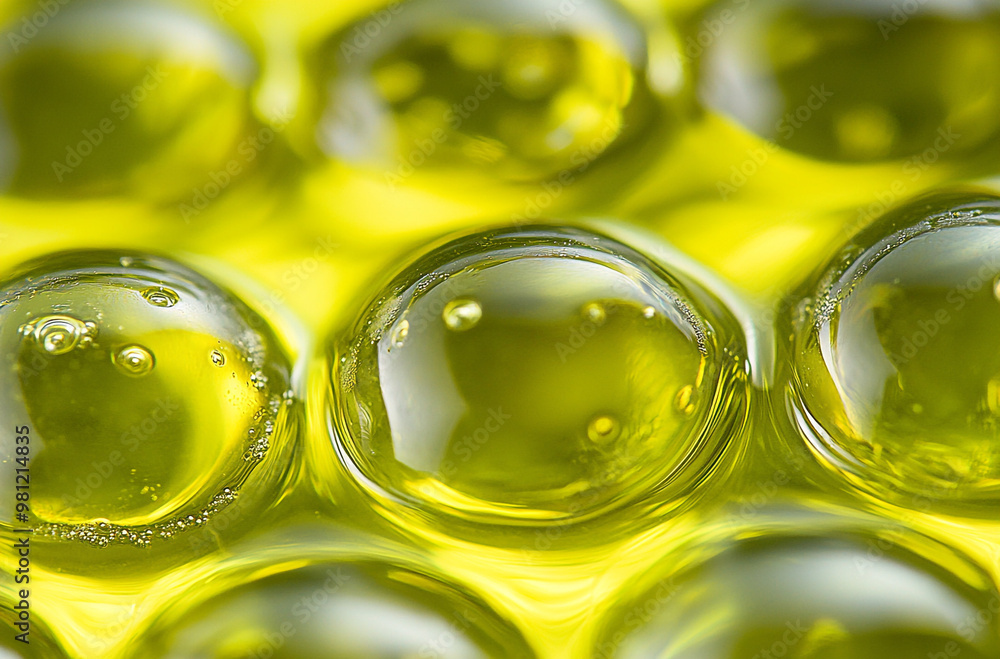 Close-up of olive oil bubbles in water Close-up of olive oil bubbles in water