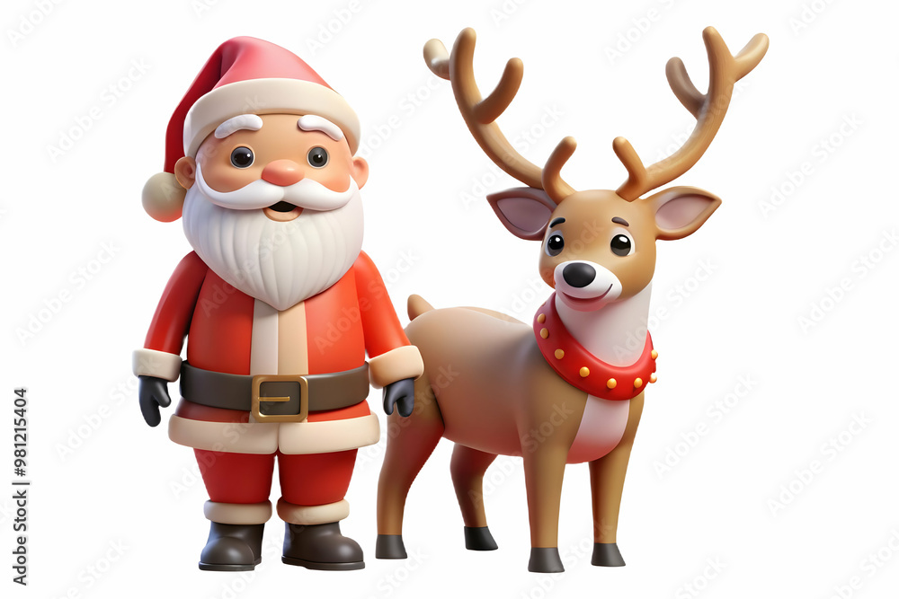 Flat Santa and Reindeer: Soft Focus Capture with Dreamy Bokeh Highlighting Their Bond - Vector Illustration Flat Santa and Reindeer: Soft Focus Capture with Dreamy Bokeh Highlighting Their Bond - Vector Illustration