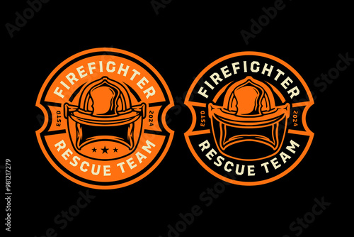 firefighter helmet, headgear, fireman hat, safety helmet, head protector retro vintage logo vector design collection set for firefighter, rescuer worker, adventure and survivor