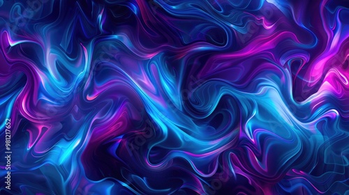 Abstract vivid blue purple wave flow express energetic texture. Seamless texture of vividness curve swirling convey sense of harmony and wonderful scene perfect for effect and graphic design. AIG61.