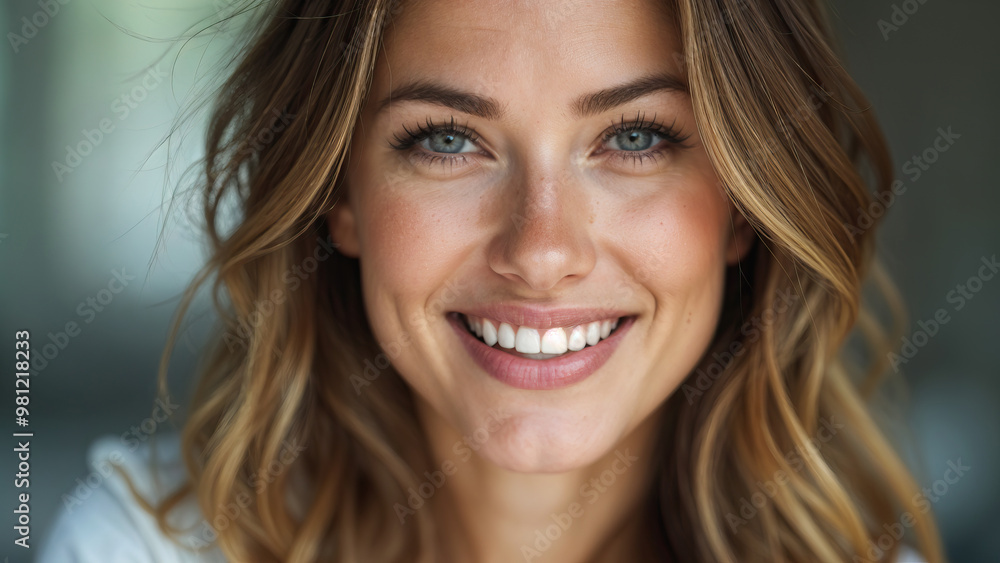 Fototapeta premium close up portrait of young smiling beautiful gorgeous women with brunette hair