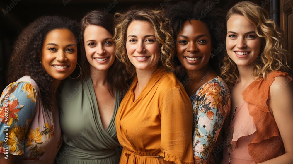 Obraz premium Diverse Women Body Positivity Group. Multicultural Femininity Variety
