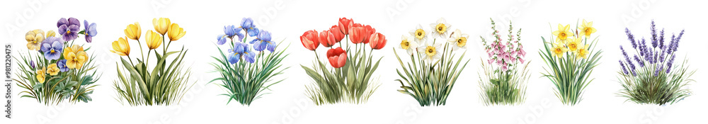 Spring garden png cut out element set Spring garden png cut out element set