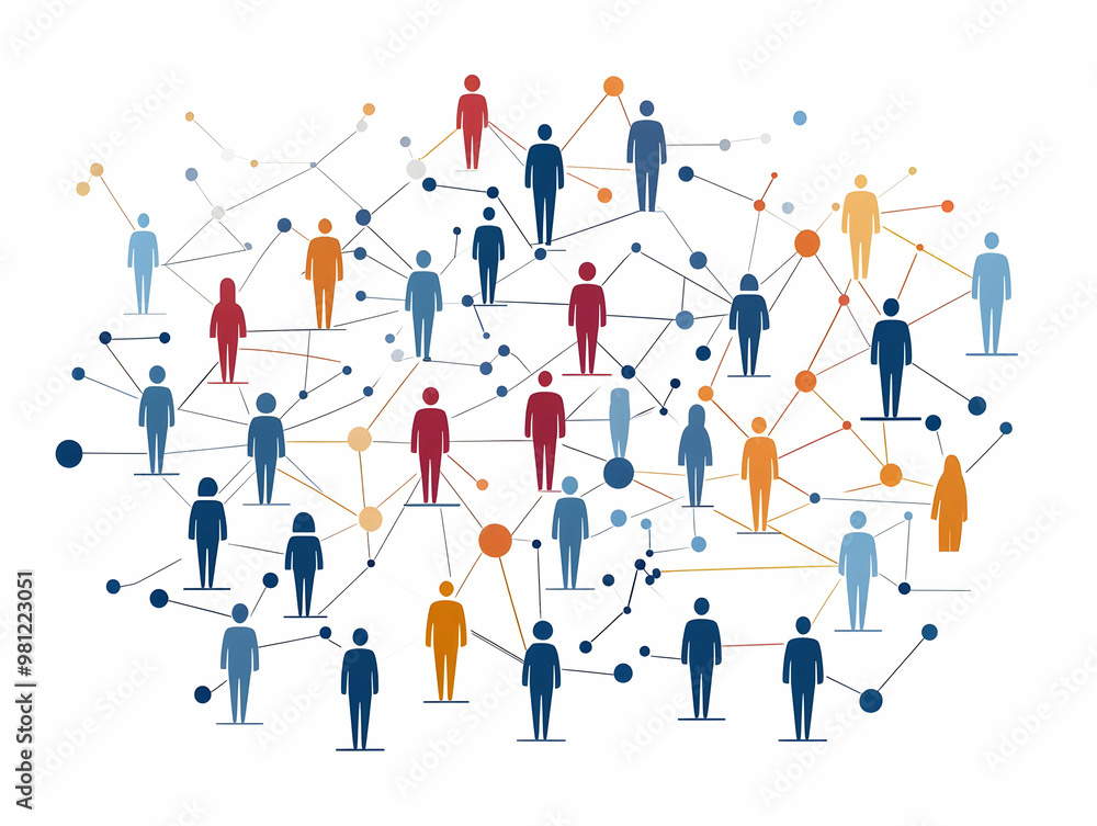 Flat Networking Web of Voters Concept: Vector Illustration Showcasing Diverse Voter Icons and the Interconnected Nature of Democracy, Pulsing Energy Lines, Isolated on White for Infographics Flat Networking Web of Voters Concept: Vector Illustration Showcasing Diverse Voter Icons and the Interconnected Nature of Democracy, Pulsing Energy Lines, Isolated on White for Infographics