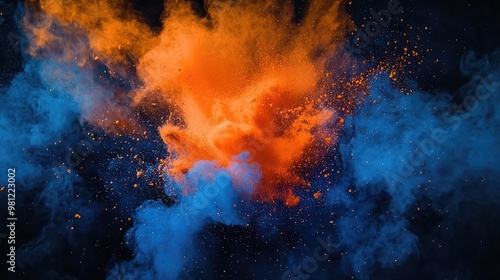 create the image of a colour exposion in orange and dark blue