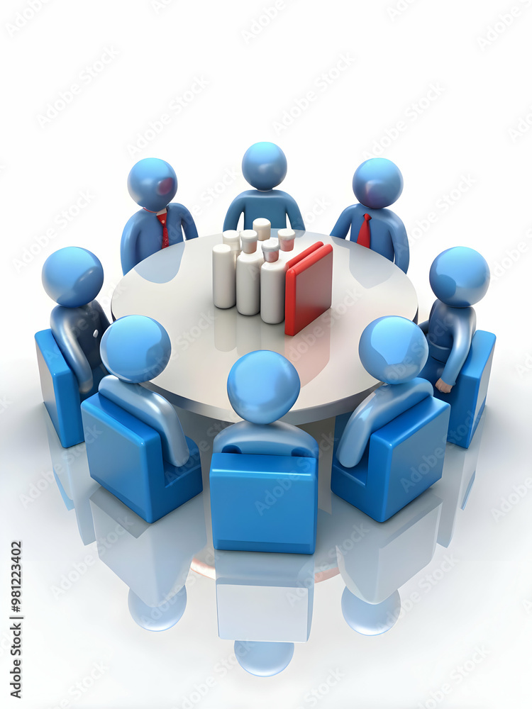 3D Icon of Candid Office Team Meeting: Capturing Collaboration as Team Discusses 2025 Goals with Calendars on White Background 3D Icon of Candid Office Team Meeting: Capturing Collaboration as Team Discusses 2025 Goals with Calendars on White Background