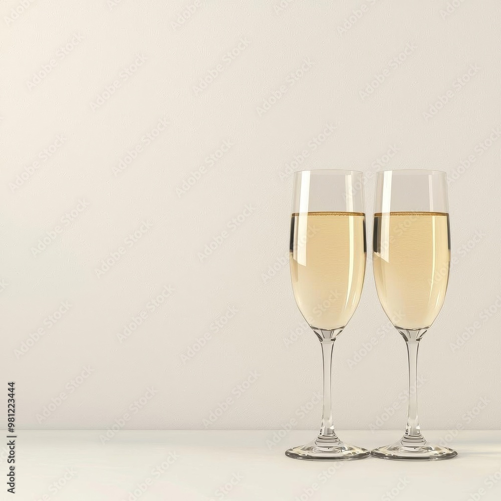 Business deal celebration, with champagne glasses, 3D illustration, copy space for text, Business deal celebration, with champagne glasses, 3D illustration, copy space for text,