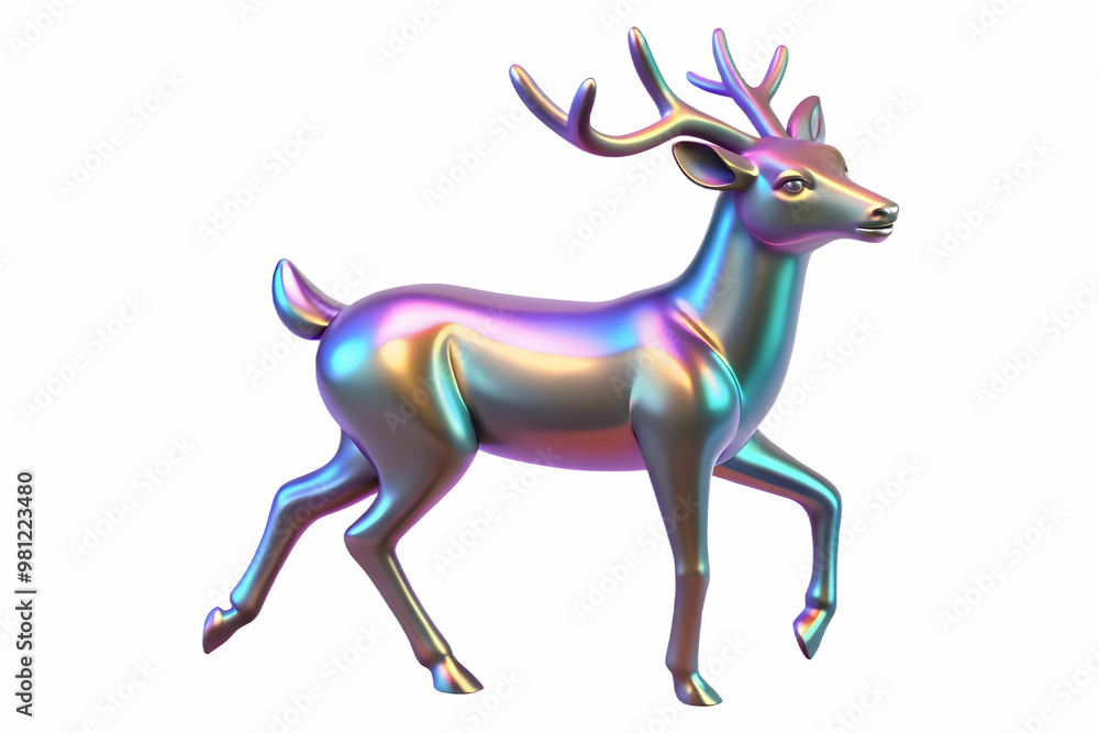 Obraz premium Dynamic Flat Holographic Reindeer Illustration: Shimmering Background & Zoom Effect for Modern Business Presentations