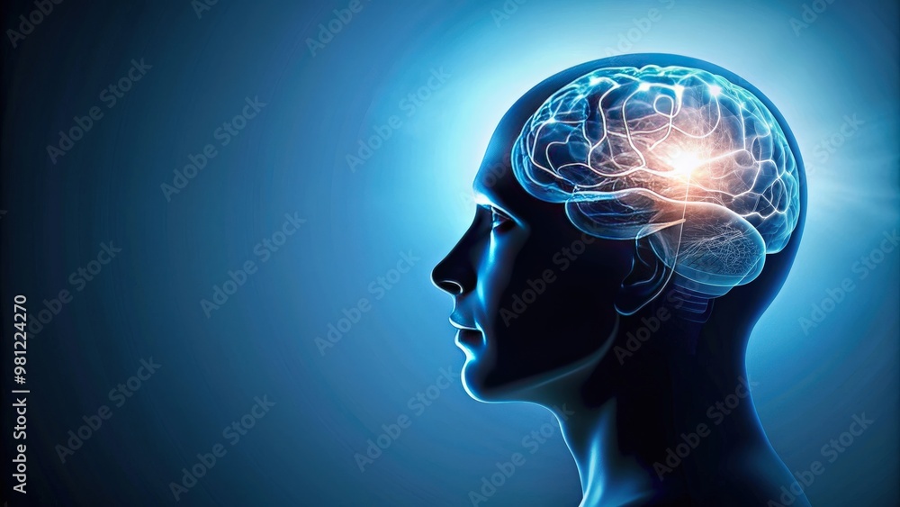 Silhouette of head with brain inside, symbolizing ideas and intelligence, brain, intelligence, mind, creativity Silhouette of head with brain inside, symbolizing ideas and intelligence, brain, intelligence, mind, creativity