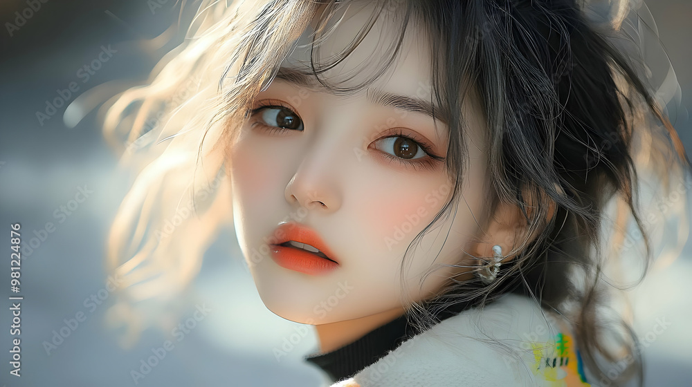 Woman with Beautiful Makeup and Hair Woman with Beautiful Makeup and Hair