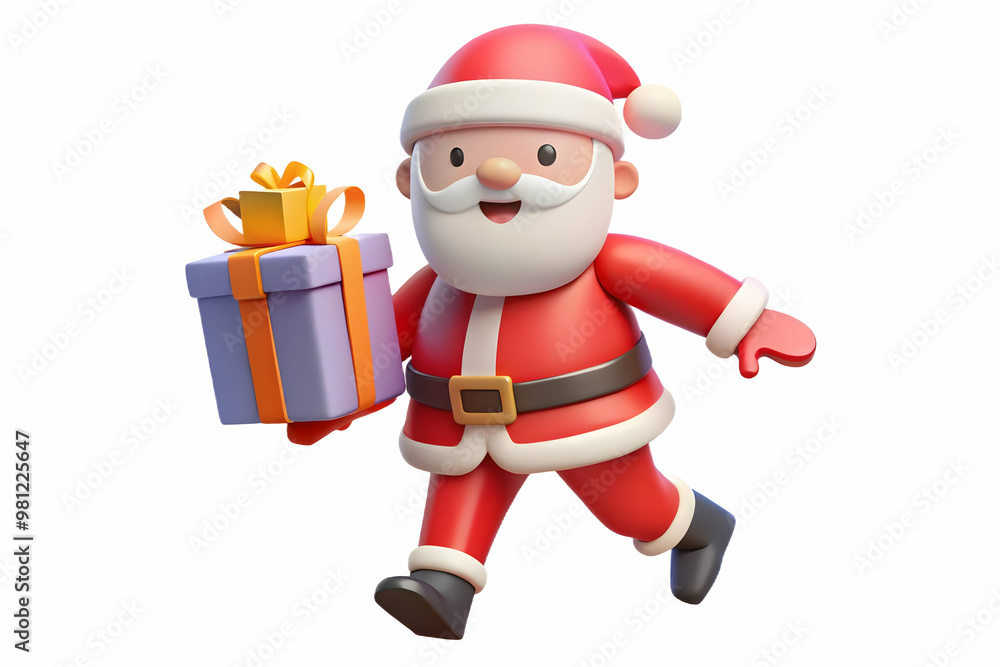 Joyful Santa Delivering Gifts in Soft Focus with Bokeh Lights - Flat Vector Illustration for Holiday Cheer and Festive Spirit Joyful Santa Delivering Gifts in Soft Focus with Bokeh Lights - Flat Vector Illustration for Holiday Cheer and Festive Spirit