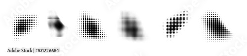 Dotted halftone waves. Abstract shapes, wave effect dotted gradient. Halftone graphic dots waves. Wave dotted halftone. Vector