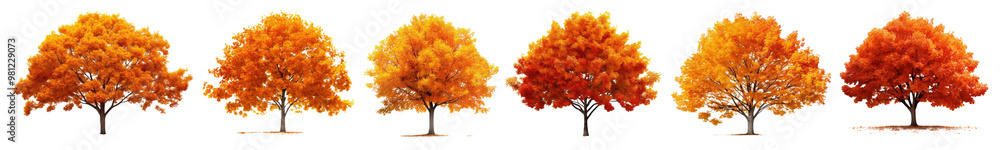 Autumn trees png cut out element set Autumn trees png cut out element set