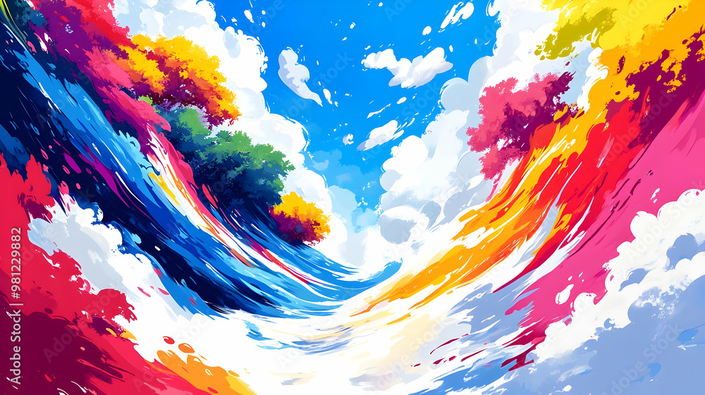 Abstract Art with Colorful Swirls and Clouds Abstract Art with Colorful Swirls and Clouds