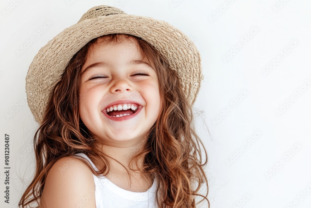 A portrait of a laughing fashion little girl; isolated on the white background A portrait of a laughing fashion little girl; isolated on the white background