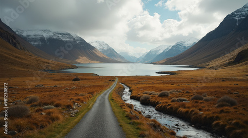 Scenic Views of Scotland's Majestic Highlands: Valleys, Roads, and Mountain Landscapes