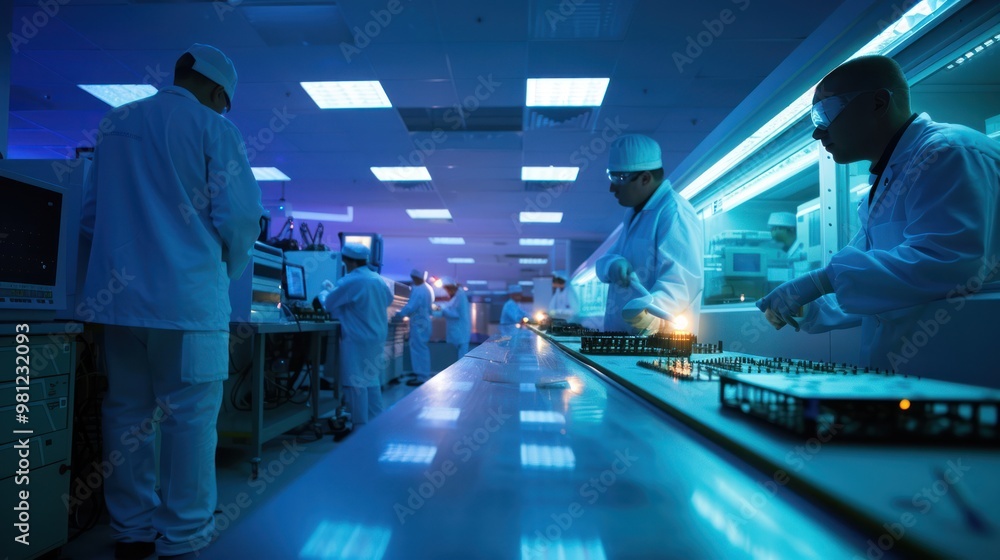 Obraz premium Workers in a Tech Factory