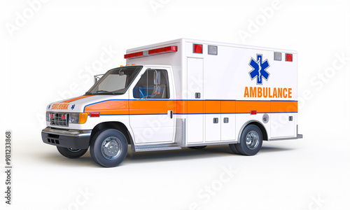 Wallpaper Mural Modern ambulance standing on a white background Torontodigital.ca
