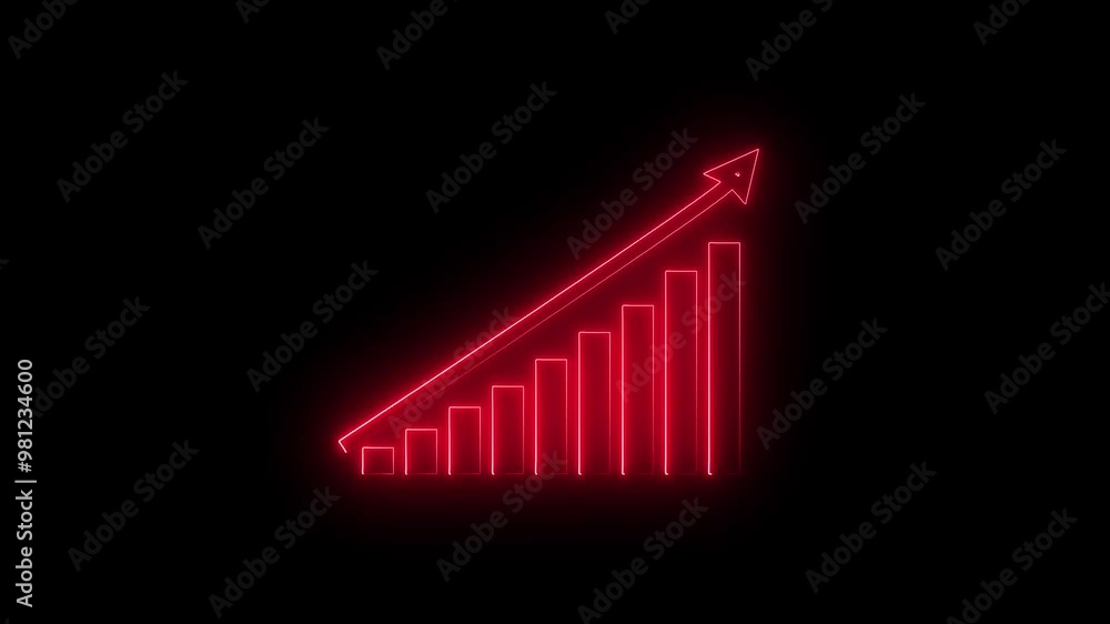 Neon Business Graph Chart Icon Animation. Neon business growth concept animated. Neon line business graph. Business profit loss concept. 4k video Neon Business Graph Chart Icon Animation. Neon business growth concept animated. Neon line business graph. Business profit loss concept. 4k video