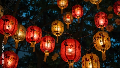 Chinese lanterns for Mid-Autumn Festival celebrating luck and prosperity in Singapore.