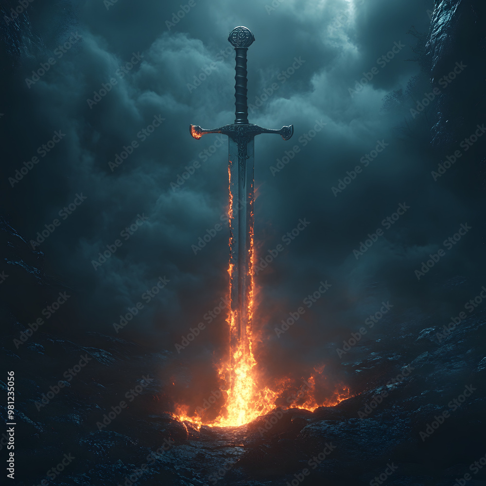 “Sword Stuck in Stone Surrounded by Smoke and Fire in a Dramatic Scene”
“Sword Stuck in Stone Surrounded by Smoke and Fire in a Dramatic Scene”