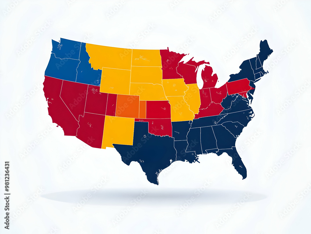 Dynamic Flat Abstract Electoral Map Animation: Vote Counting with Color ...