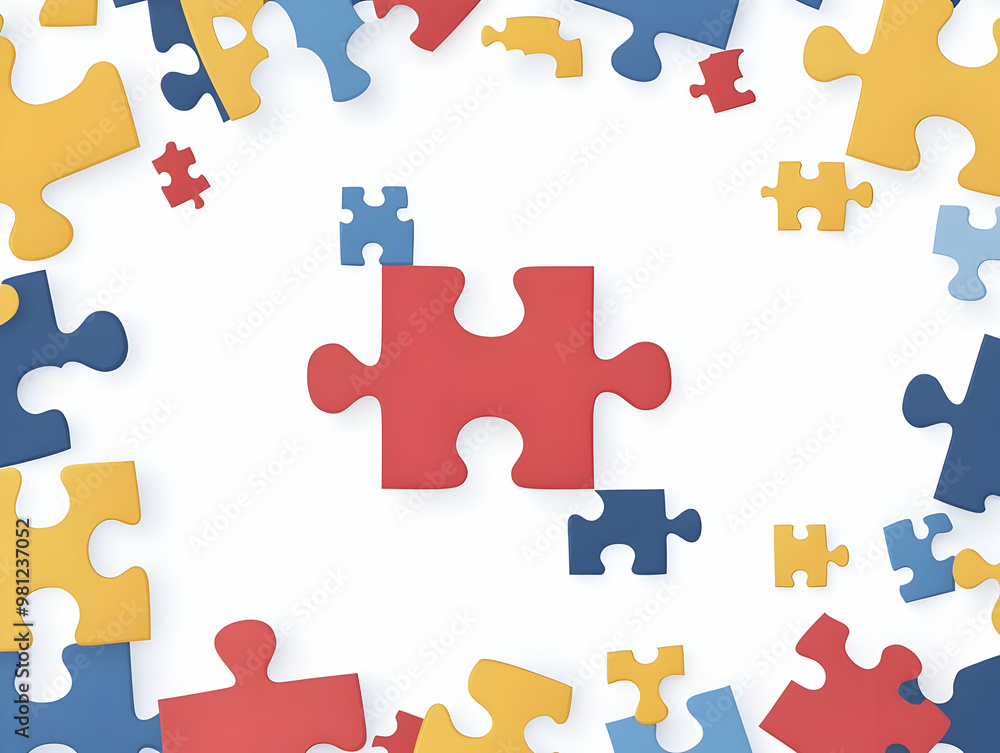 Medium Shot of Flat Integrity Puzzle Frame with Central Ballot Piece Symbolizing Election Integrity - White Background for Voter Confidence Messaging Medium Shot of Flat Integrity Puzzle Frame with Central Ballot Piece Symbolizing Election Integrity - White Background for Voter Confidence Messaging