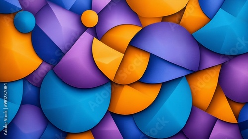 Abstract Geometric Pattern with Purple Blue and Orange Shapes