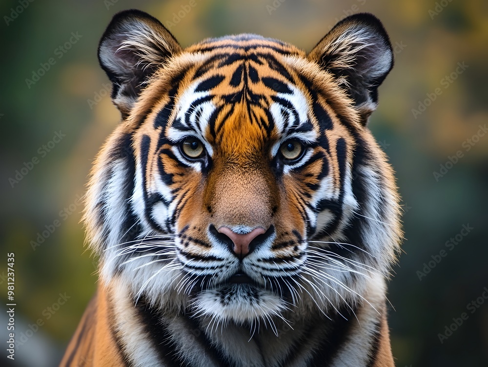 Detailed Close up Portrait of a Majestic Bengal Tiger with Vibrant Striped Fur and Piercing Eyes Detailed Close up Portrait of a Majestic Bengal Tiger with Vibrant Striped Fur and Piercing Eyes