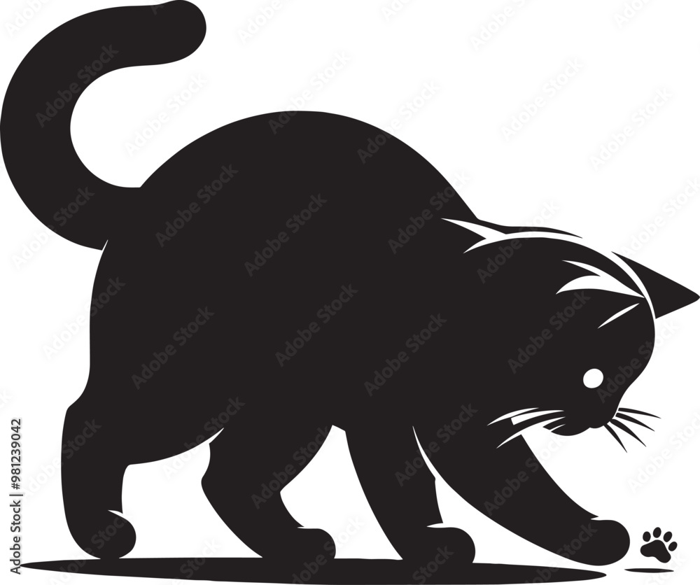 Obraz premium Cat Silhouette isolated on a white background Minimalist cute cat vector shape